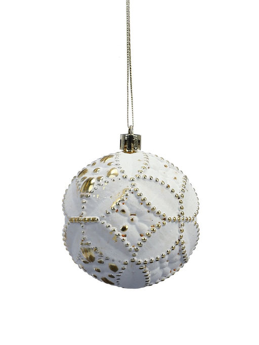Ёлочные шары новогодние Вестон, набор 6 шт., d=8 см, винтаж, бело-золотой - Simaland фото 4