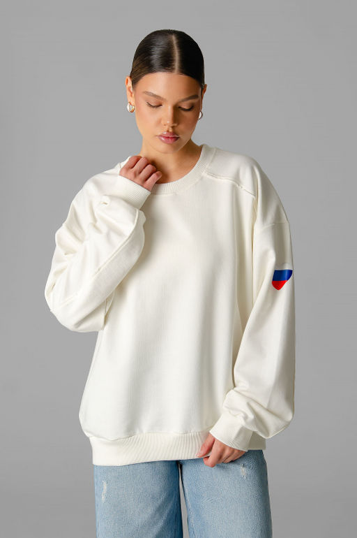 Арт. 15124 Свитшот женский Матрешка оверсайз 44-50 (4 шт) Цвет:молочный - Калинка фото 31