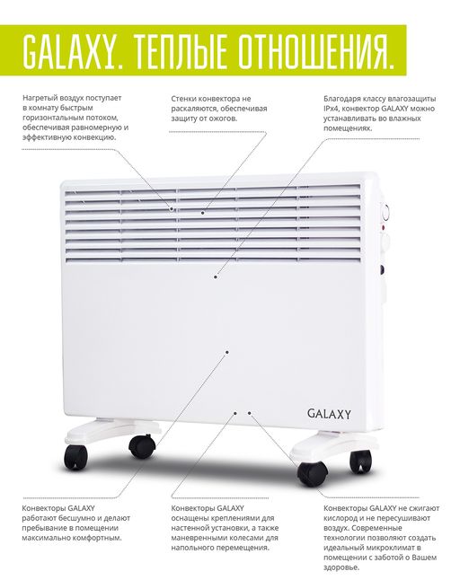 Обогреватель конвекционный GALAXY LINE GL8227/белый (видео в описании)  фото 5