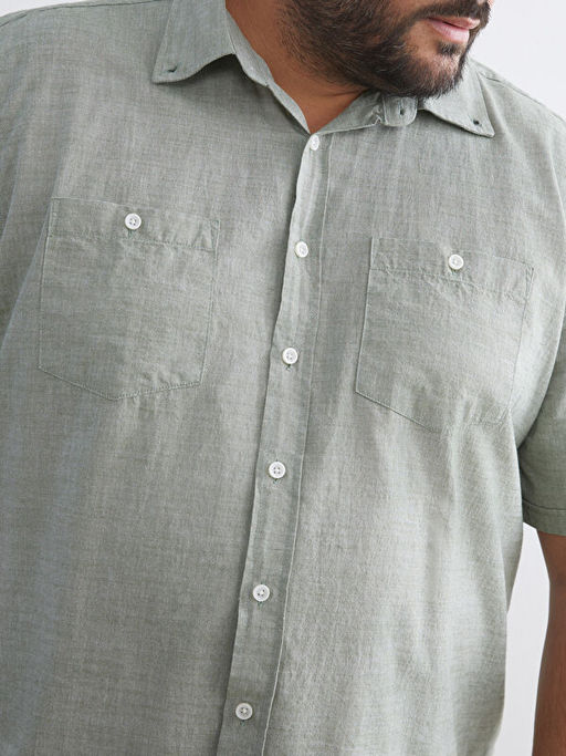 B?y?k Beden Regular Fit K?sa Kollu Erkek G?mlek