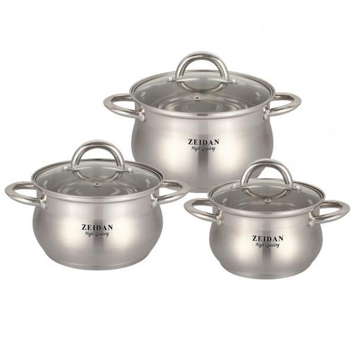 Набор посуды нерж ZEIDAN 6 пр (2,1л, 3л, 4л) с крыш, арт. Z-50611