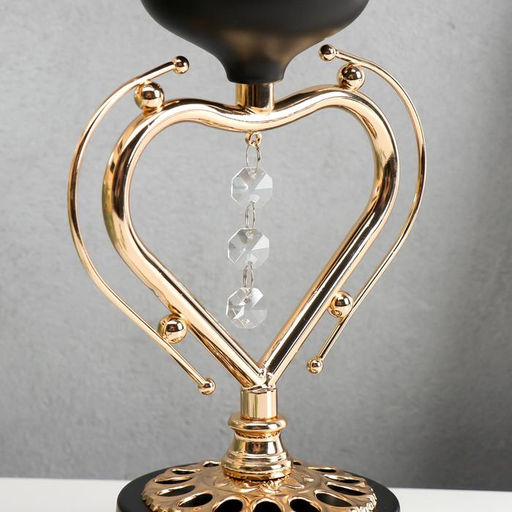 Подсвечник на 1 свечу «Сердце», металл, чёрный с золотом, 23×14.5×9.8 см