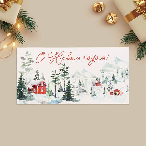 Цена за 10 шт. Конверт для денег «С Новым годом!», 16.5 х 8 см
