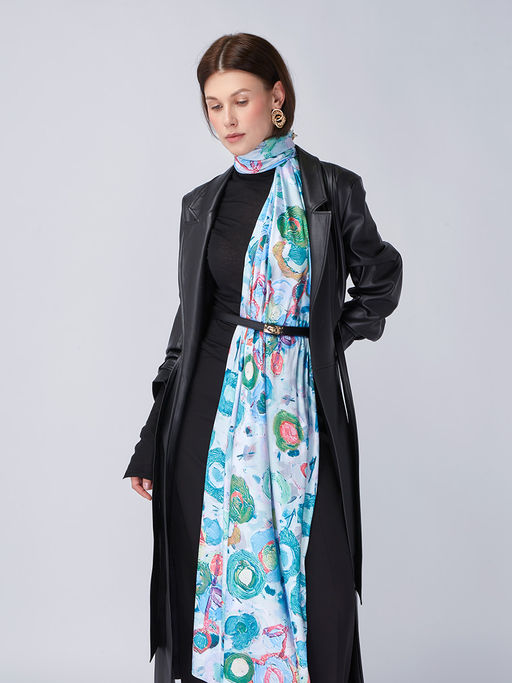 Большой, мягкий, тонкий и очень нежный двусторонний палантин с рисунком - Tantino фото 5