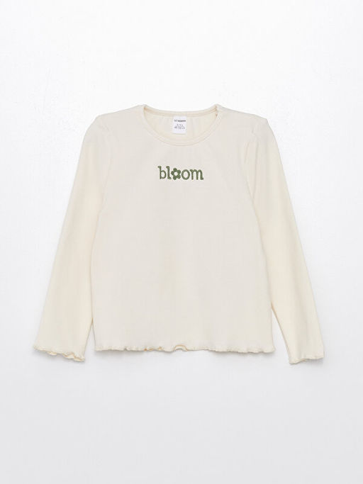 Bisiklet Yaka Uzun Kollu Bask?l? Bask?l? K?z Bebek Bluz ve ?ort Etek 2li Tak?m - Waikiki фото 2