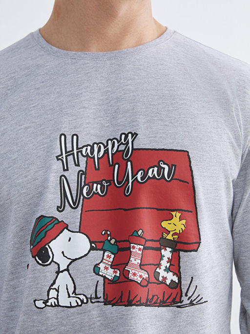 Standart Kal?p Snoopy Bask?l? Erkek Pijama Tak?m? - Waikiki фото 3