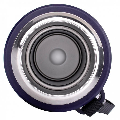 Термос из нержавеющей стали с узкой горловиной 0,9л "Гант" д7,5см, h32,5см, горло д4,5см, кнопочный механизм, крышка-стакан, с ремешком, покрытие - фиолетовое, глянцевое, "TalleR" (Китай)