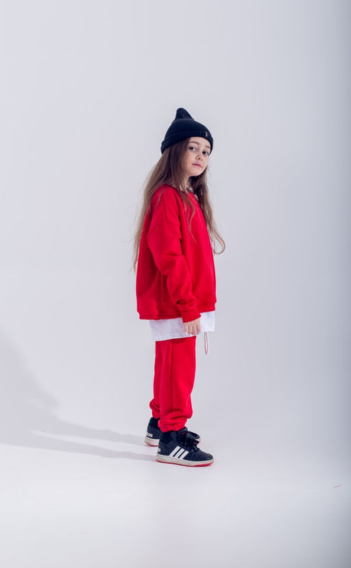 072 Детский костюм, красный (3хнитка петля)