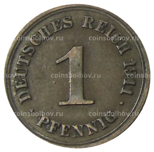 Монета 1 пфенниг 1911 года Е Германия