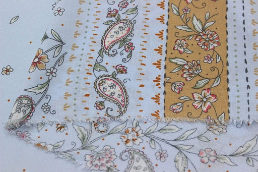 Штапель Премиум Нежные пейсли с каймой цв.голубой, СОРТ2, ш.1.45м, вискоза-100%, 120гр/м.кв - Купава фото 6