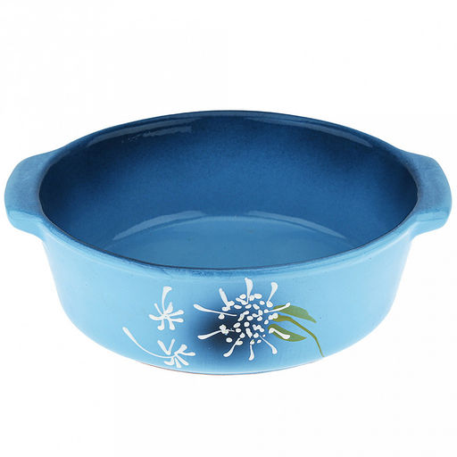 Лоток для запекания керамический "Десерт" 2л, д23,5см, h12,5см, "Расторопша", малый, с ручками, с крышкой (Россия)
