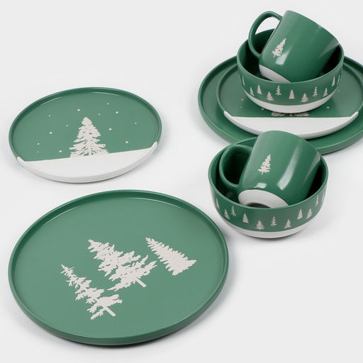 Тарелка новогодняя суповая «Зимний лес», 15×7 см, 700 мл, ручная работа