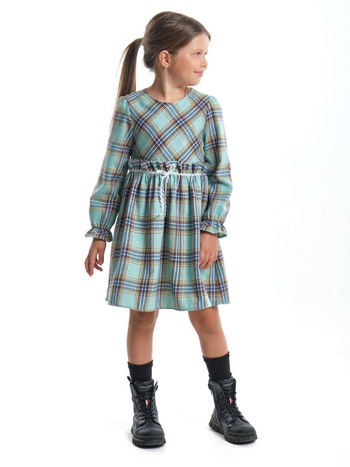 Платье для девочки нарядное UD 7351 бирюз клетка - Mini maxi фото 3