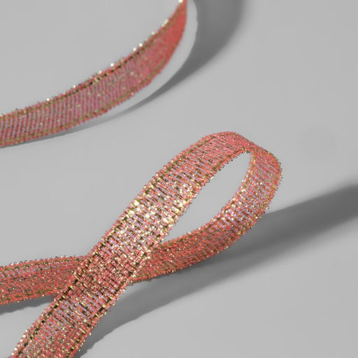 Цена за 3 шт. Лента парчовая, 6 мм, 23 1 м, цвет розовый №014 - Арт узор фото 2