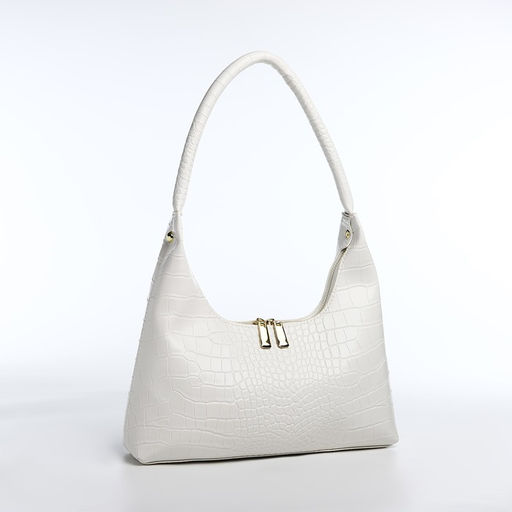 Сумка-багет на молнии, цвет белый - Simaland фото 3