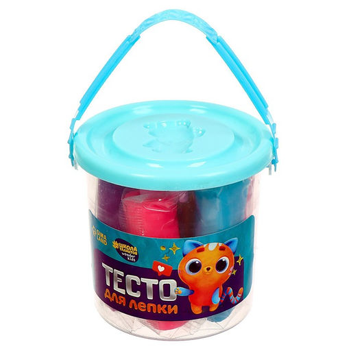 Тесто для лепки 7 цветов, 105 г, 1 формочка, крышка - формочка, МИКС