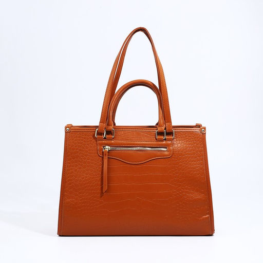 Сумка-тоут на молнии, цвет коричневый