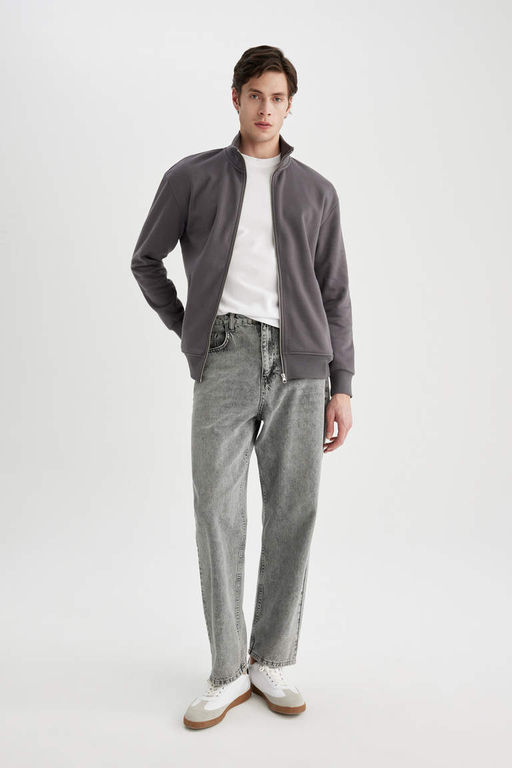 Толстовка Comfort Fit с воротником-стойкой на молнии - Defacto фото 2