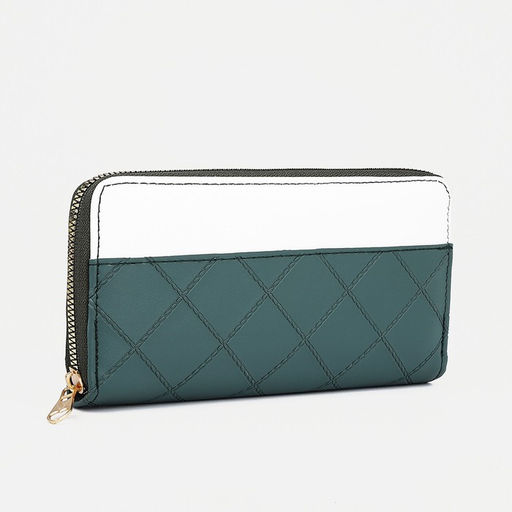 Кошелёк на молнии, большой, четыре отделения, зелёный