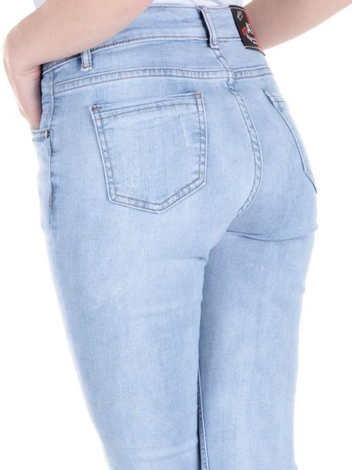 A809 LT. BLUE Джинсы зауженные женские AOTERSS - Фабричный китай фото 7