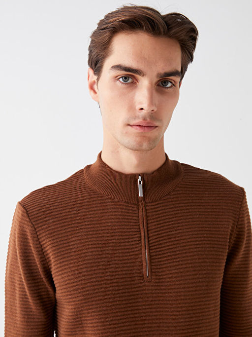 Dik Yaka Uzun Kollu Erkek Triko Kazak