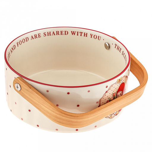 Зайка и тюльпаны Конфетница фарфоровая 700мл, д15,5х7,1см, съемная деревянная ручка, с деколью, отводка, в коробке (Китай) - Домашняя мода фото 3