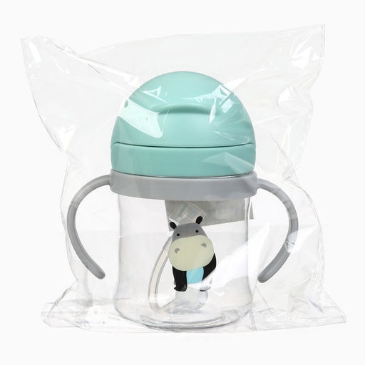 Поильник - непроливайка детский Крошка Я с силиконовой трубочкой и грузиком, от 9 мес., 250 мл., с ручками, бирюзовый