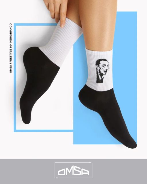 Носки OMSA FREESTYLE 604 - Дали Nero/Bianco  фото 6