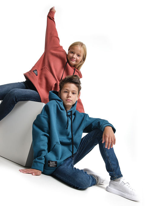 Худи one size с начесом UD 8018 терракот - Mini maxi фото 4