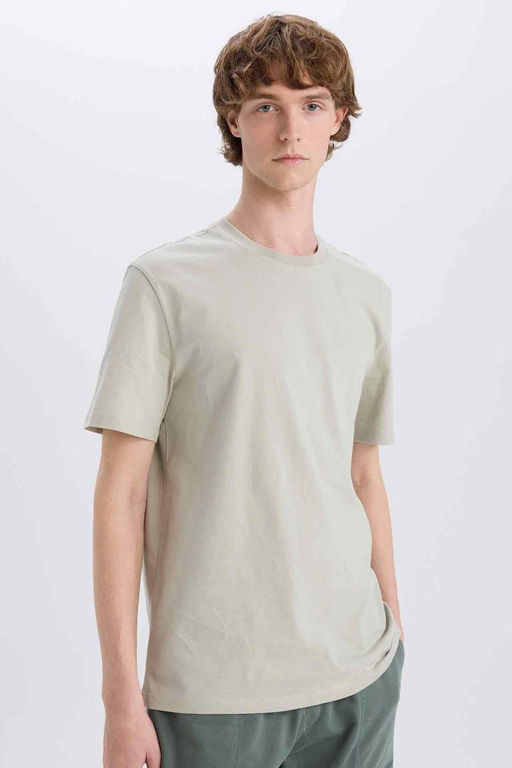 New Regular Fit Bisiklet Yaka Basic Duz K?sa Kollu Tisort - Defacto фото 2