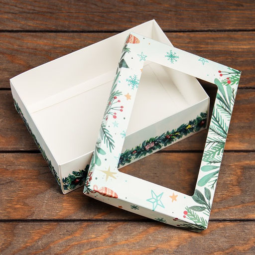 Цена за 5 шт. Коробка складная, крышка-дно, с окном Новогодняя ёлка 21 х 15 х 7 см - UPAK LAND фото 4