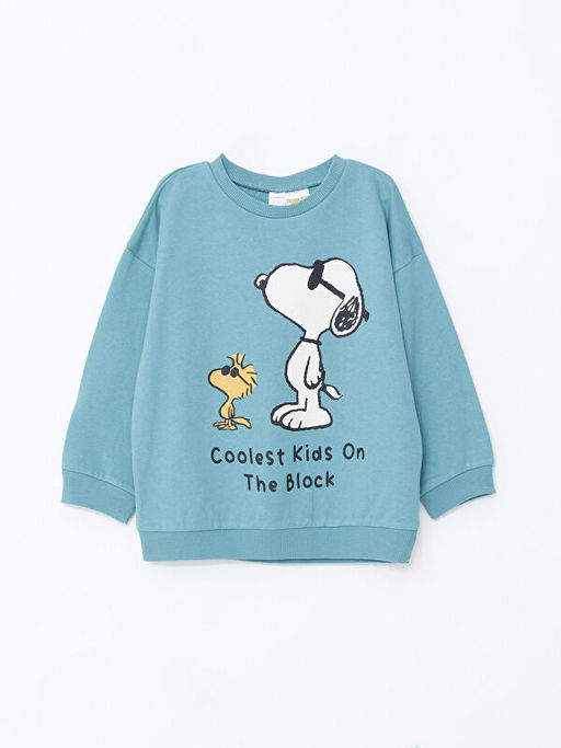 Bisiklet Yaka Snoopy Bask?l? Erkek Bebek Sweatshirt ve E?ofman Alt 2li Tak?m - Waikiki фото 2