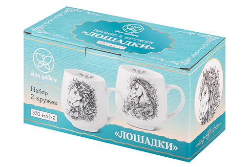 Набор 2 кружек 530 мл 13,5*10,5*10,7 см Лошадки, фарфор - Elan gallery фото 13