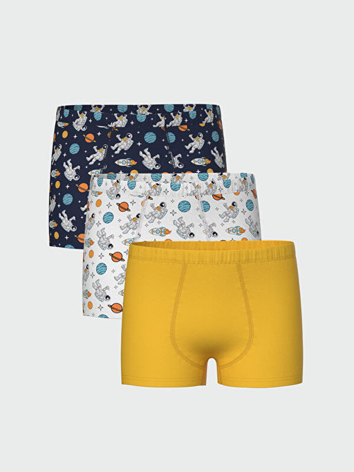 Bask?l? Erkek ?ocuk Boxer 3l?