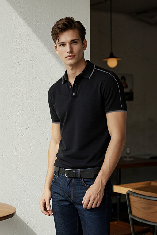 Siyah Regular/Normal Kesim Biyeli %100 Pamuk Polo Yaka T-shirt TMNSS25PO00015 - Trendyolmilla фото 2