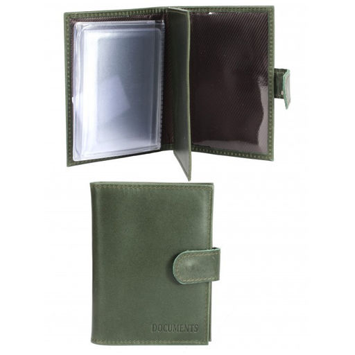 Обложка для авто+паспорт-Croco-ВП-1021 с хляст, натуральная кожа зеленый тем пулл-ап (205) 263967