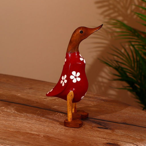 Сувенир «Утка в цветочек», 25 см, дерево