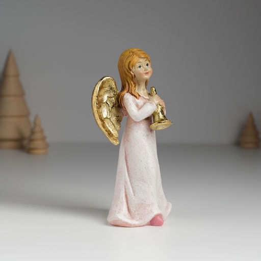 Фигурка полистоун Ангел музыкант в розовом платье, 6.5?4.5?13 см, МИКС