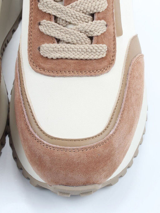 04-PDJ96-1 BEIGE/LT. BEIGE Кроссовки демисезонные женские (натуральная замша, натуральная кожа, текстиль)