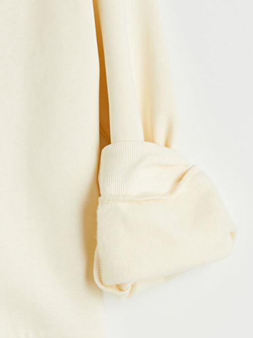 Bask?l? K?z ?ocuk Kal?n Sweatshirt