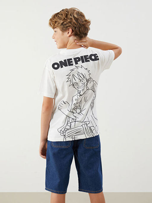 Bisiklet Yaka One Piece Bask?l? Erkek ?ocuk Ti??rt