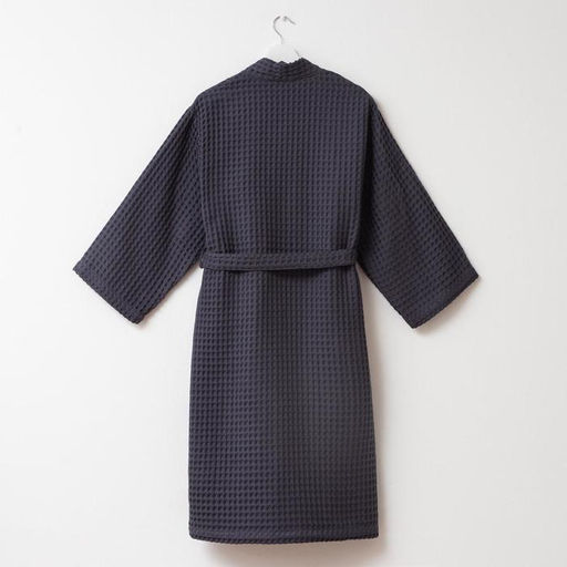 Халат вафельный женский удлинённый Этель «Boho» размер 46-48, цвет тёмно-серый, 100% хлопок, 290 г/м²