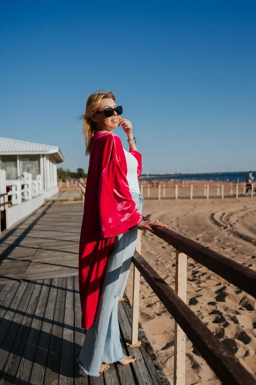 Кимоно бархат розовый