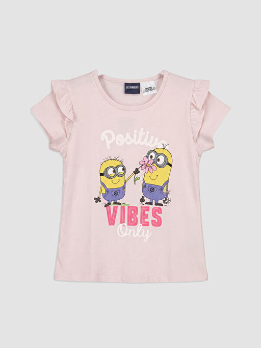 Bisiklet Yaka Minions Bask?l? K?z ?ocuk Ti??rt