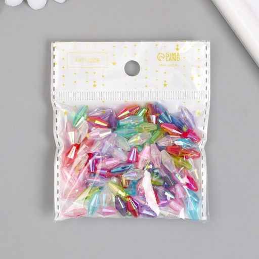 Бусины для творчества пластик Ромб-кристалл голография набор 20 гр МИКС 0,6х0,6х1,2 см - Арт узор фото 4