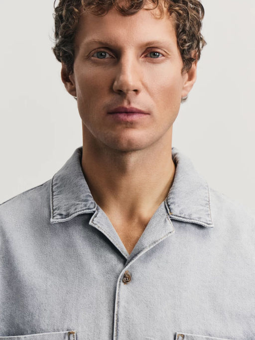 Облегченная джинсовая рубашка / Zarina  фото 7