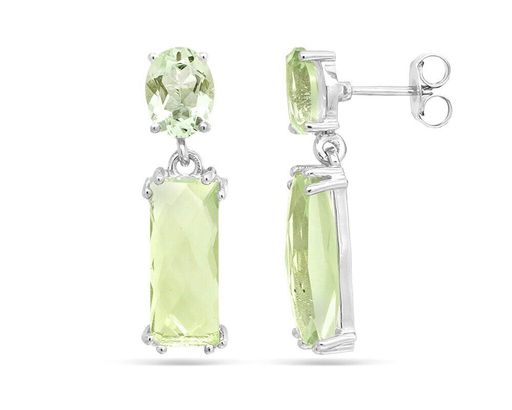 Серьги из серебра зеленый аметист, Фантазия