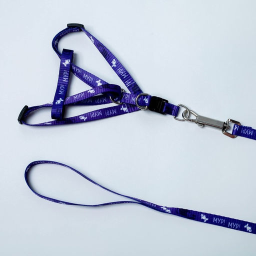 Комплект Мур! Мур!, шлейка 24-34х1 см, поводок 120 см - Пушистое счастье фото 3