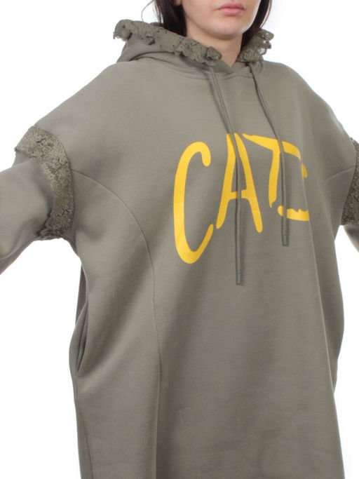2247 GRAY GREEN Толстовка-платье женская (85% хлопок, 10% полиэстер, 5% спандекс) - Fashion фото 3