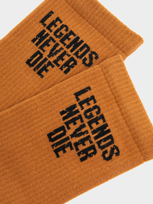 Цена за 5 пар! Носки мужские коричневые с рисунком в виде надписи LEGEND NEVER DIE - Mark formelle фото 4